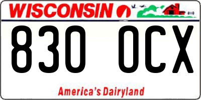 WI license plate 830OCX