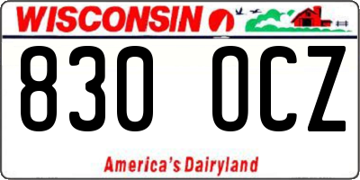 WI license plate 830OCZ
