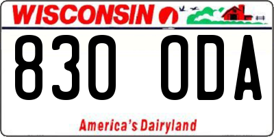 WI license plate 830ODA