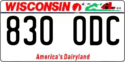 WI license plate 830ODC
