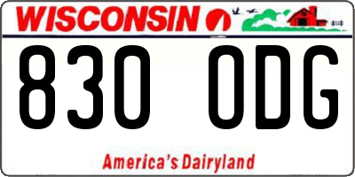 WI license plate 830ODG