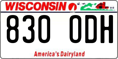 WI license plate 830ODH