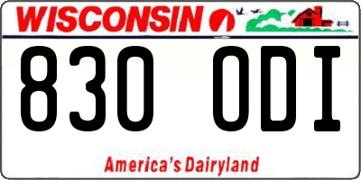 WI license plate 830ODI