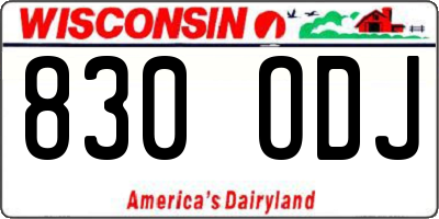 WI license plate 830ODJ