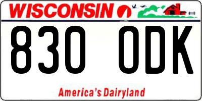 WI license plate 830ODK