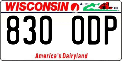 WI license plate 830ODP