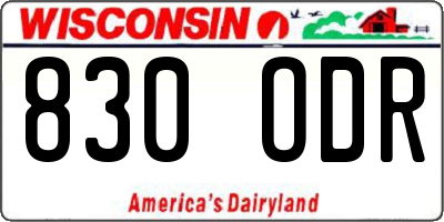 WI license plate 830ODR