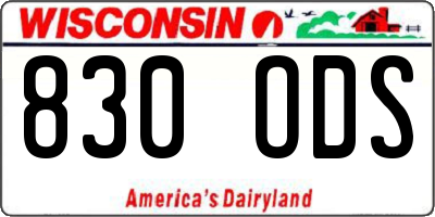 WI license plate 830ODS