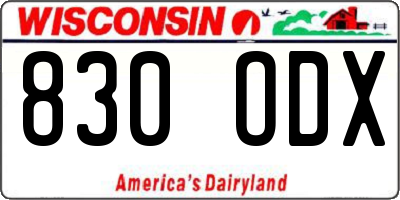 WI license plate 830ODX