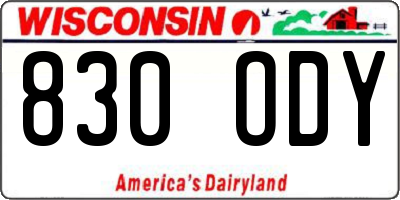WI license plate 830ODY