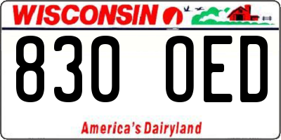 WI license plate 830OED