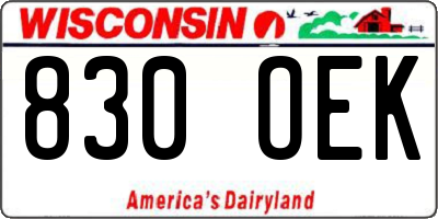 WI license plate 830OEK