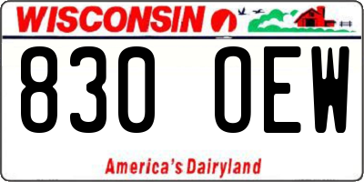 WI license plate 830OEW