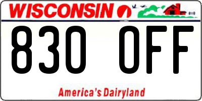 WI license plate 830OFF