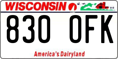 WI license plate 830OFK