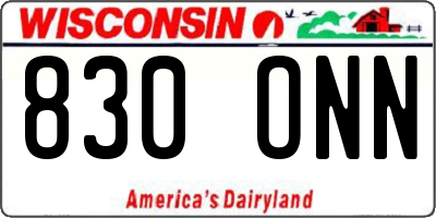 WI license plate 830ONN