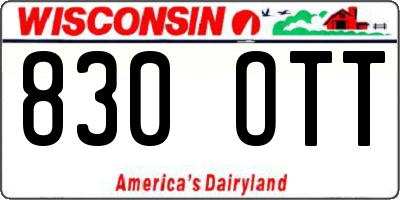 WI license plate 830OTT