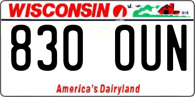 WI license plate 830OUN