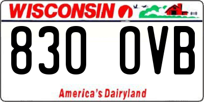 WI license plate 830OVB