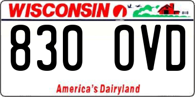 WI license plate 830OVD