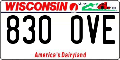 WI license plate 830OVE