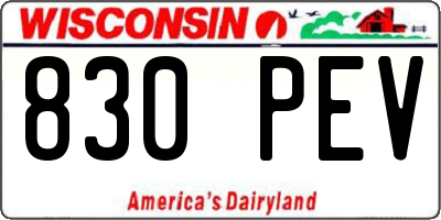 WI license plate 830PEV