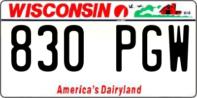 WI license plate 830PGW