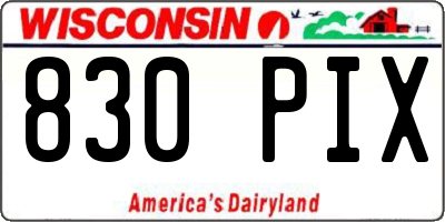 WI license plate 830PIX
