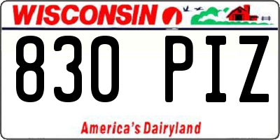 WI license plate 830PIZ