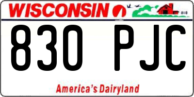 WI license plate 830PJC
