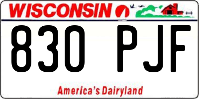 WI license plate 830PJF