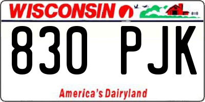 WI license plate 830PJK