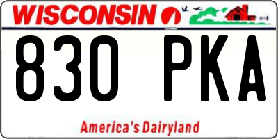WI license plate 830PKA