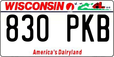 WI license plate 830PKB