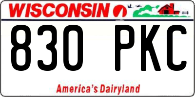 WI license plate 830PKC