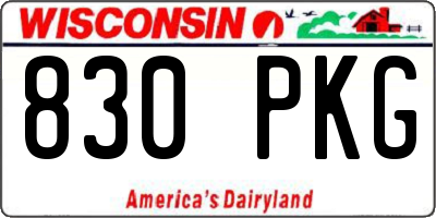 WI license plate 830PKG