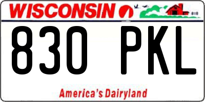 WI license plate 830PKL
