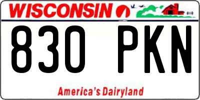 WI license plate 830PKN