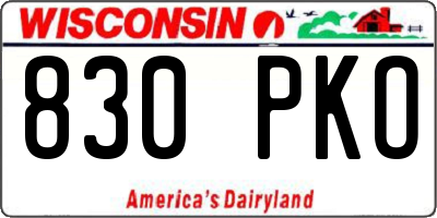 WI license plate 830PKO