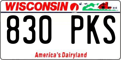 WI license plate 830PKS