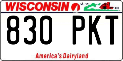 WI license plate 830PKT