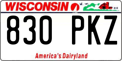 WI license plate 830PKZ