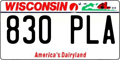 WI license plate 830PLA