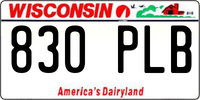 WI license plate 830PLB
