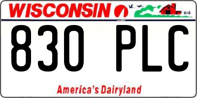 WI license plate 830PLC