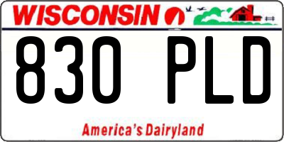 WI license plate 830PLD