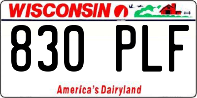 WI license plate 830PLF