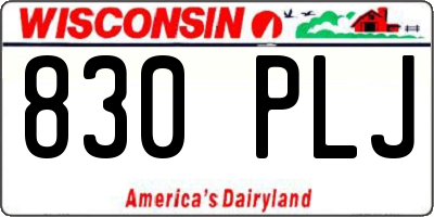 WI license plate 830PLJ