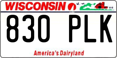WI license plate 830PLK