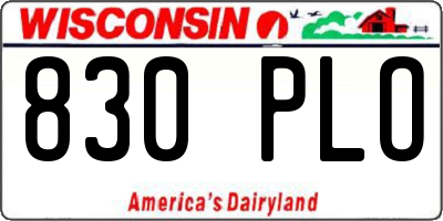 WI license plate 830PLO